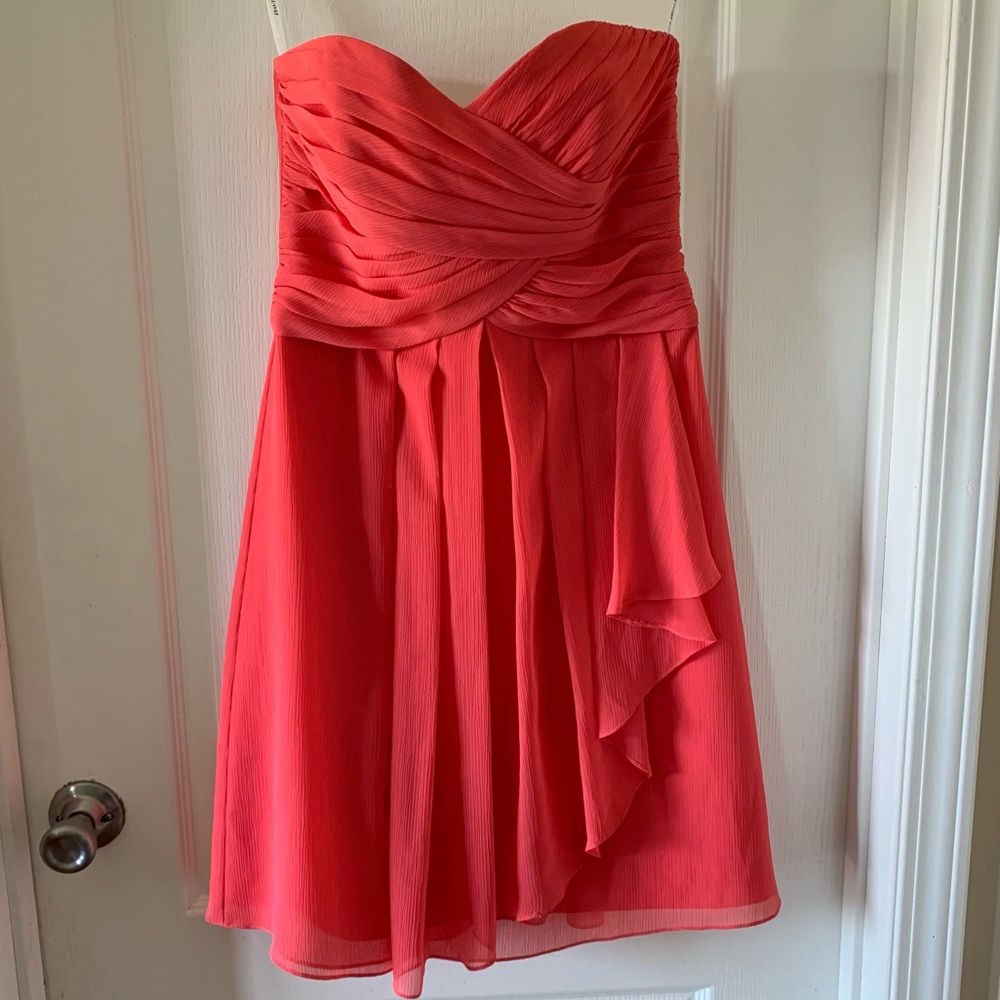 David’sBridal Guava sweetheart mini dress